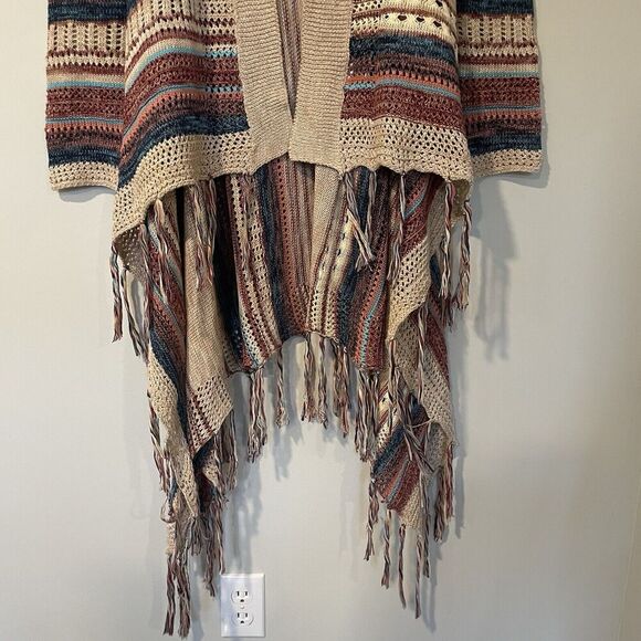 BUCKLE Paper Crane Southwestern Open Front Cardigan Asymmetrical Hem Size Large - Picture 5 of 10